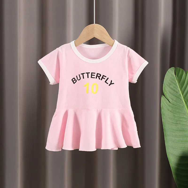 Summer Newborn Girls Short Sleeve Baby Dresses Flying Sleeve Dress Korean Cotton Infant Children\'s Clothing