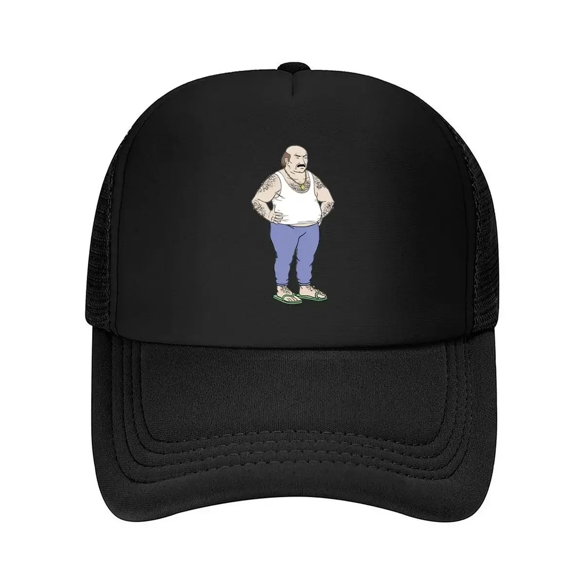 2026 Tattooed Man in Casual Attire Standing Mesh Baseball Cap