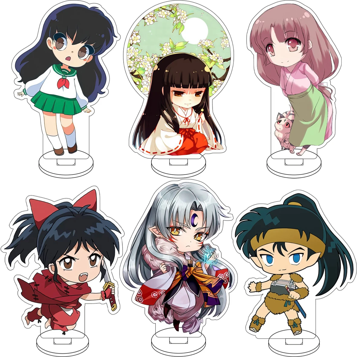 Anime de 10 cm ‌ Figura de Inuyasha Cos Sesshoumaru Higurashi Kagome Moroha Rin Sango, soporte acrílico, adornos bonitos, regalos de Navidad