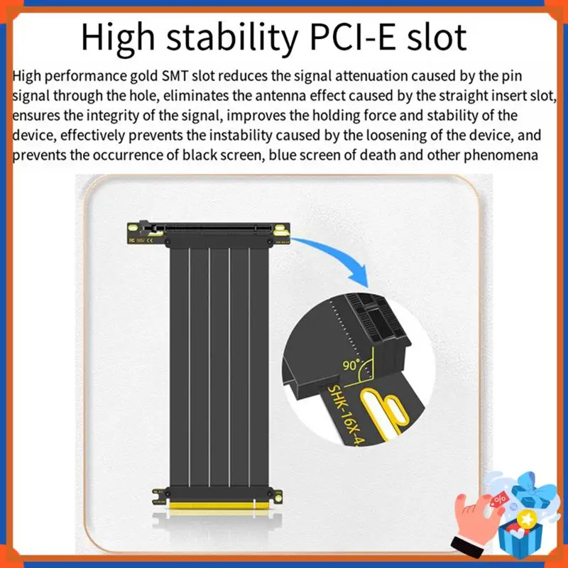 

Compact PCI-E 4.0 X16 Riser Cable Video Card 20Cm Extension Shielded Flexible 90° Mounting GPU Extension Cord White
