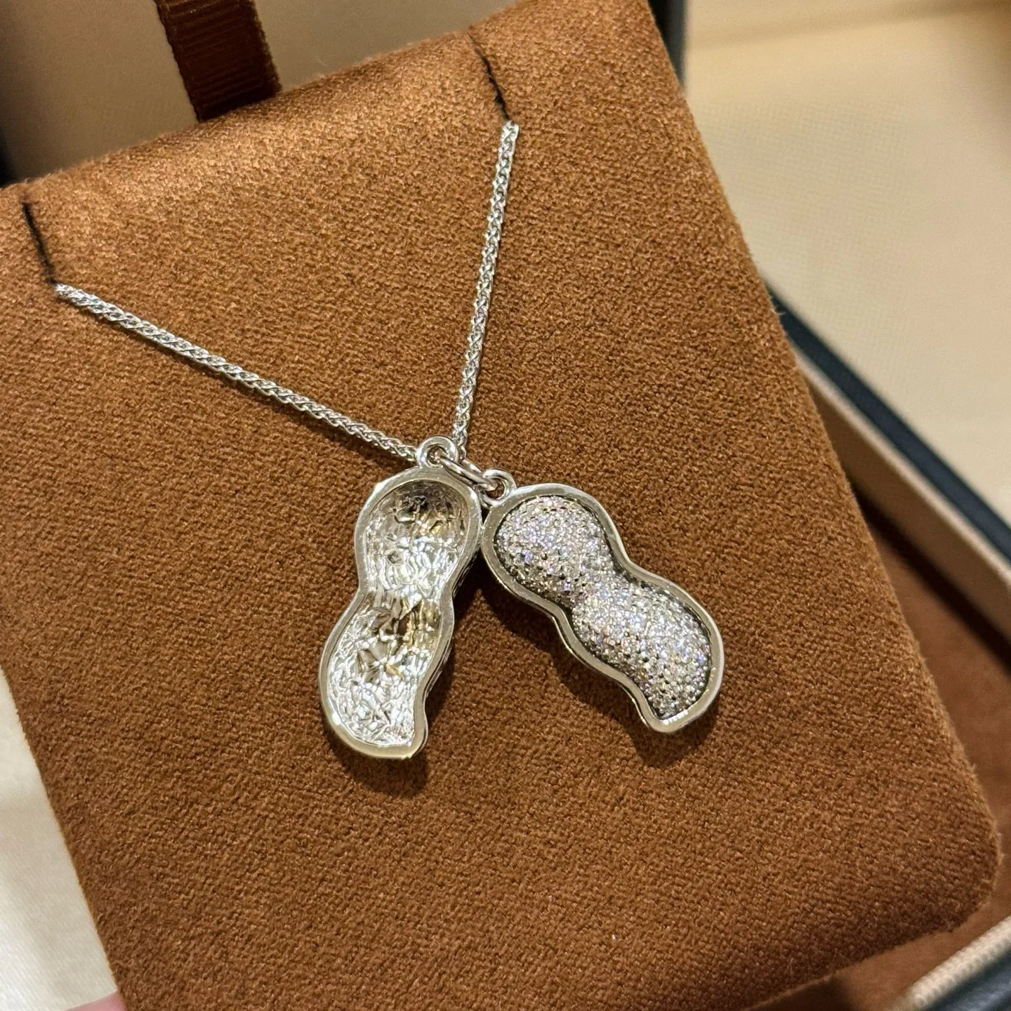 100% 925 فضة لامعة شل تمهيد AAA الزركون الفول السوداني القلائد للنساء غرامة مجوهرات