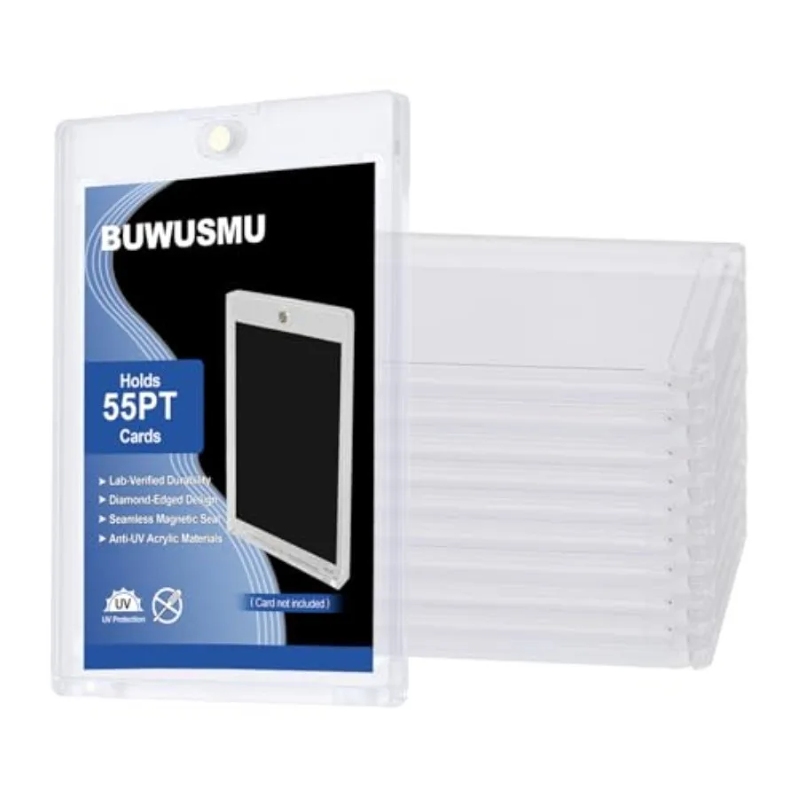 

50 шт. акриловых магнитных держателей для карт 2,5 x 3,54 дюйма, прозрачные защитные чехлы для карт с магнитным креплением, жесткие пластиковые магнитные держатели для карт
