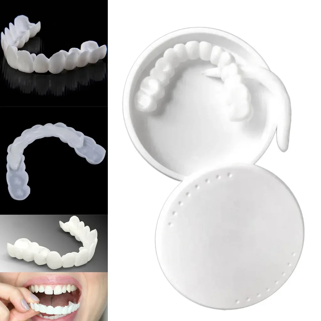 2Pcs/Set Upper Teeth Lower Teeth Silicone Whitening Cover Teeth Braces Simulation Denture with Box Perfect Smile New