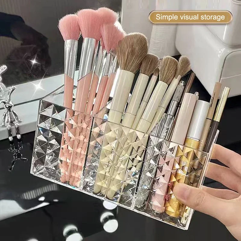 Acrylic Cosmetic Storage Box Makeup Brush Holder Organizer Lipstick Eyebrow Pencil Bathroom Storage Display Stand Diamond Bag