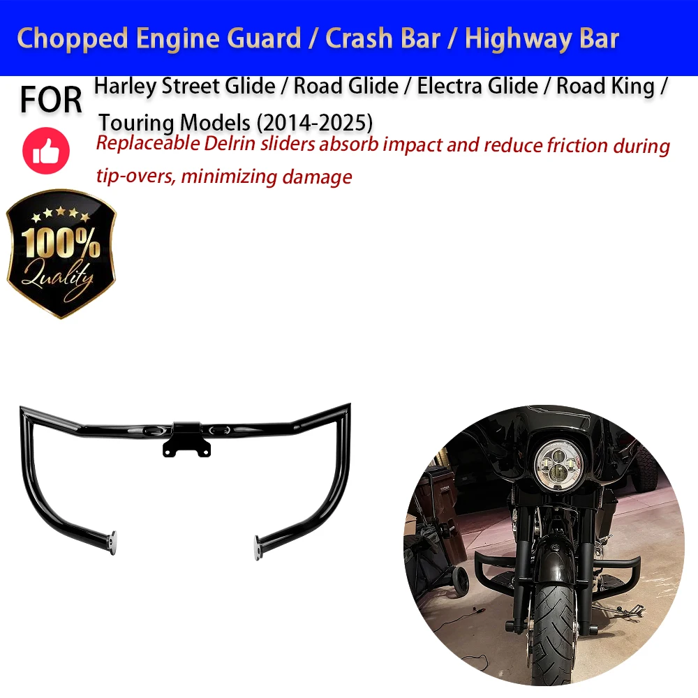 For Harley Street Glide Road Glide Road King 2014-2025 Chopped Engine Guard Crash Bar No-Drill Accesorios Moto