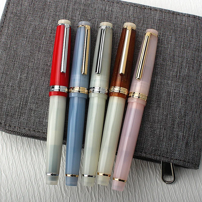 Jinhao 82 Fountain Pen Transparency Gold Clip Spin Pen Popular EF F M NIB Business Office School Supplies Writing