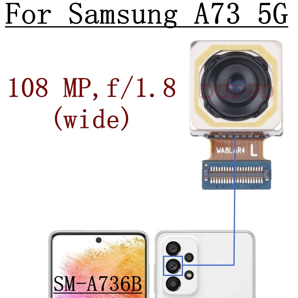 Front Rear Camera For Samsung Galaxy A73 5G SM-A736B,A736B/DS Back Wide Macro Depth Main Camera Module Flex Cable