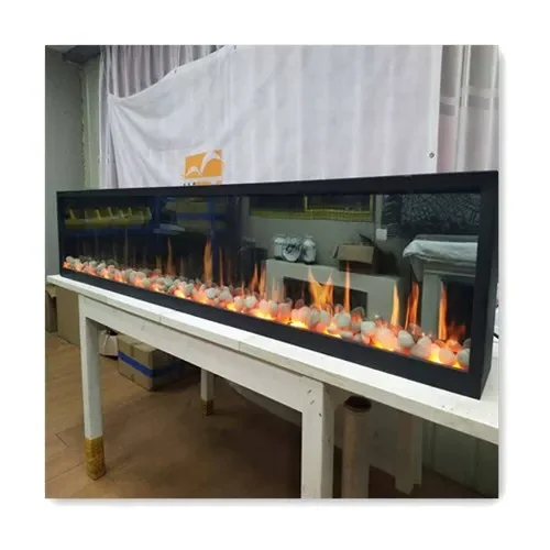 Cobblestones Inserted Fireplace That Intermittently Produce Crackling Sound & Sparks Decorative Video Flame Electric Fireplace