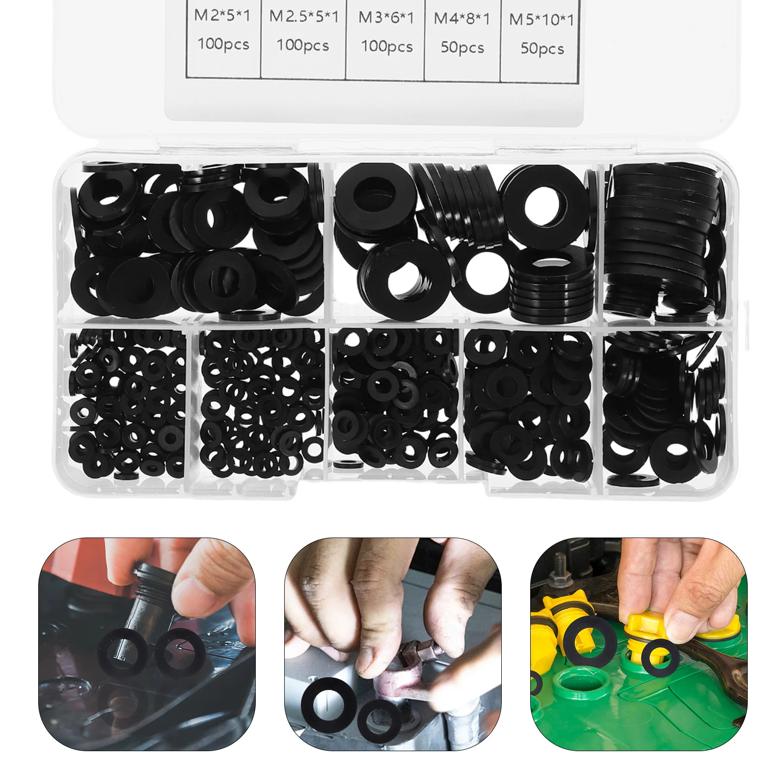 

500Pcs Nylon Flat Washers Assortment Insulating Durable Spacers for Bolts Screws Electrical Repair Flat Washers Assortment Kit