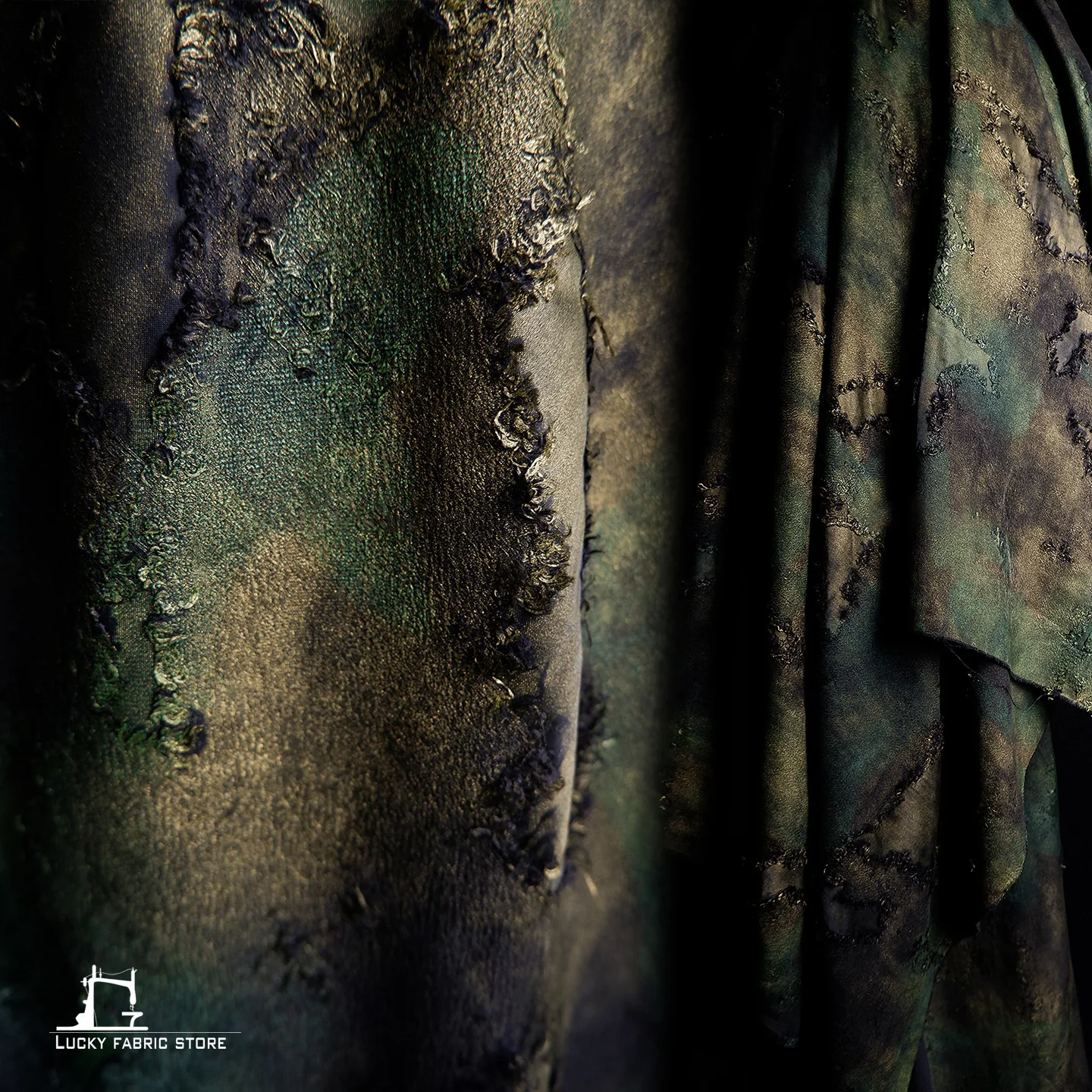 High-end yellow-green vintage distressed worn old-money style, heavy-texture, niche creative, soft and flexible designer fabric