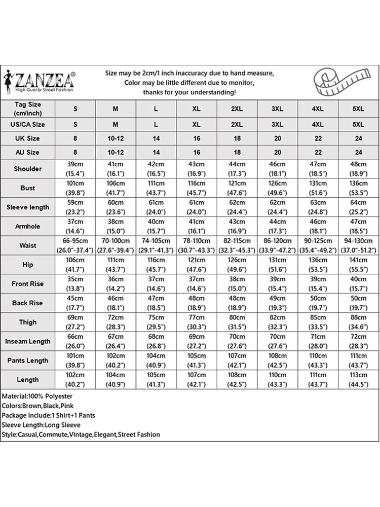 ZANZEA Stijlvolle 2-delige broeksets Dames Asymmetrische zoom Lange shirts en wijde pijpen Broek Past Outfits Effen kleur Woon-werkkleding