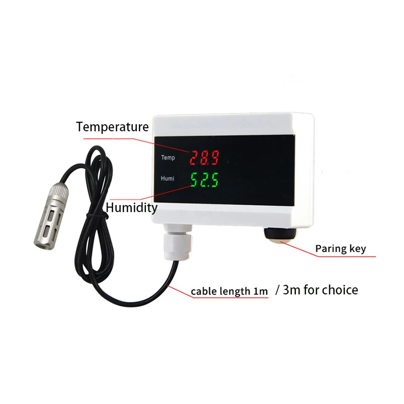 Detecting Temperature Range -40°C to +120°C Tuya WIFI Temperature and Humidity Sensor with 1 / 3 meter probe cable app control