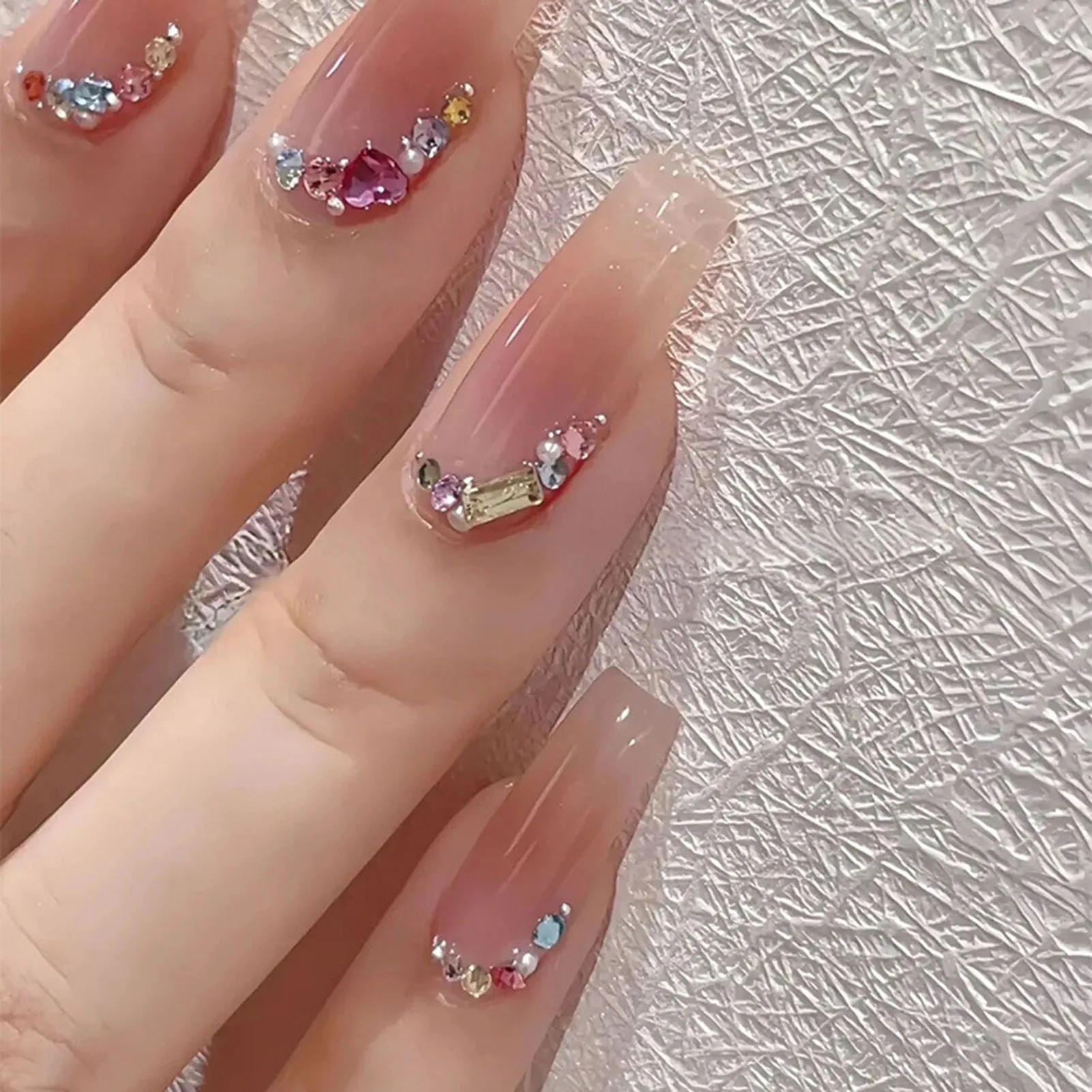 Roze Met Strass Decor Lange Valse Nagels Duurzaam En Nooit Te Splitsen Comfort Nep Nagels Voor Winkelen Reizen Dating