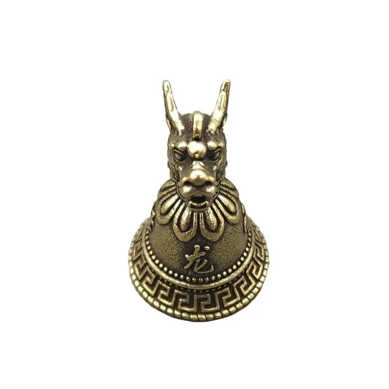 Brass Chinese 12 Zodiac Animals Heads Bell Keychain Pendants Jewelry Vintage Copper Feng Shui Car Key Chain Hanging Keyring Gift