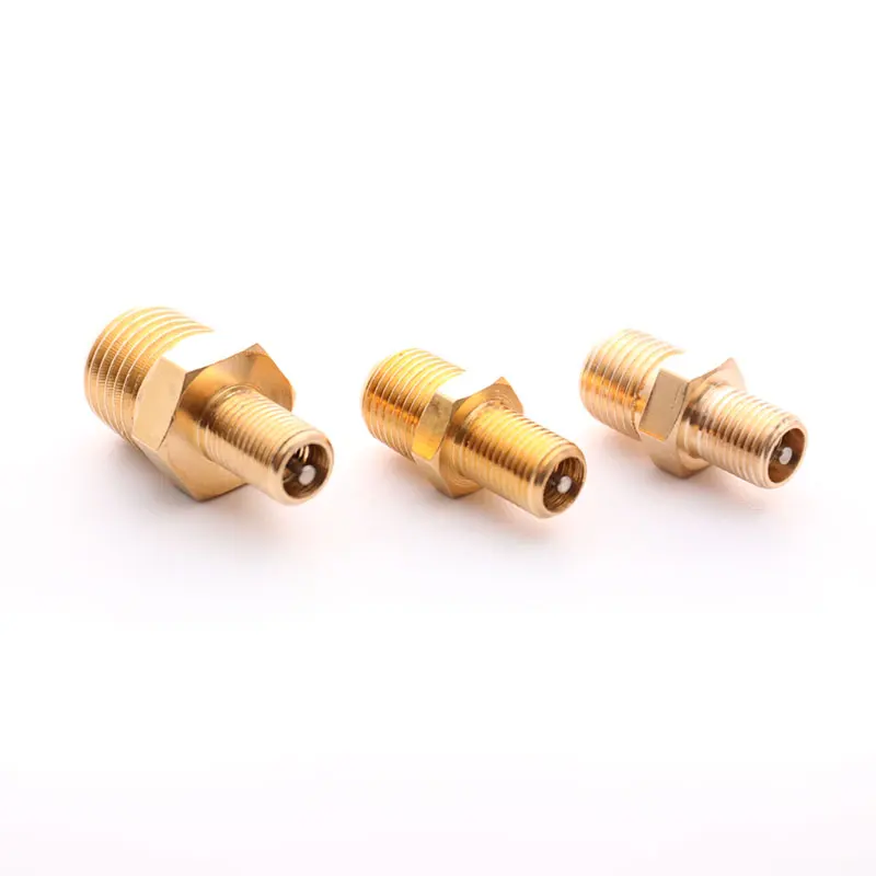 2Pcs M10/1/8\'\'/1/4\'\' NPT MPT Brass Air Compressor Tank Fill Valve Double Head