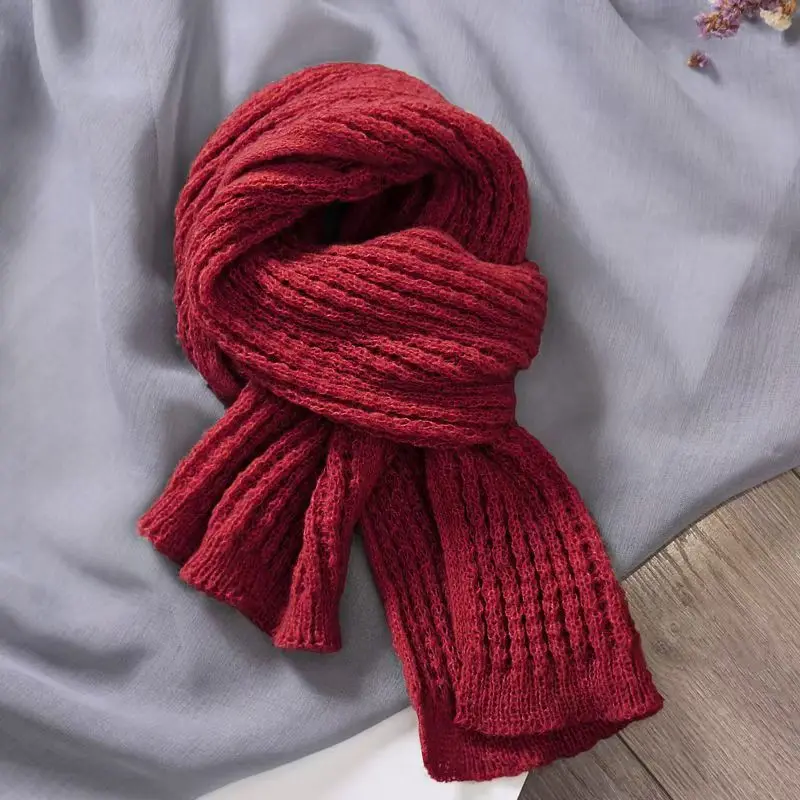

Новый женский зимний однотонный вязаный шарф, мягкий, удобный, утепленный, сохраняющий тепло, универсальный шарф для влюбленных, красный новогодний шарф, шейный платок