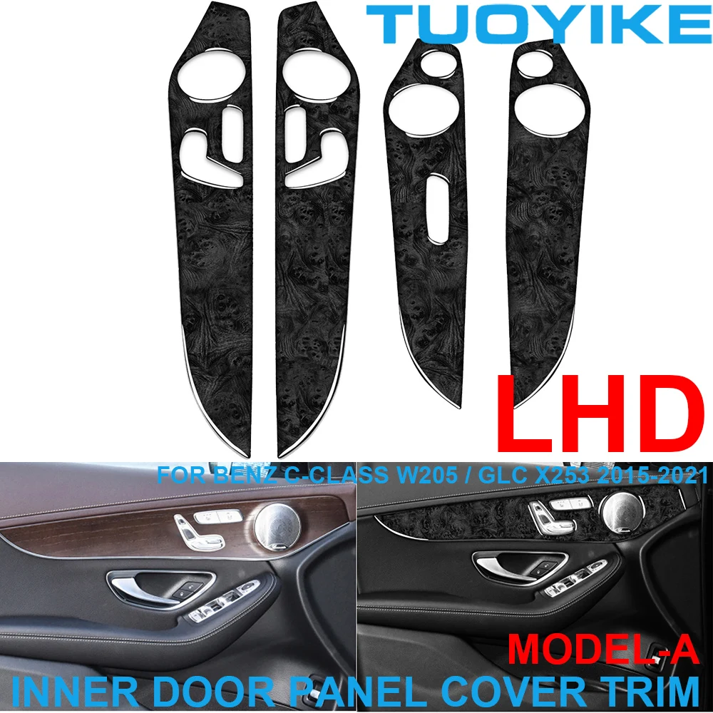 LHD RHD Real Carbon Fiber Interior Inner Door Panel Trim Frame Decoration Cover For Mercedes BENZ C-Class W205 GLC X253 2015-21