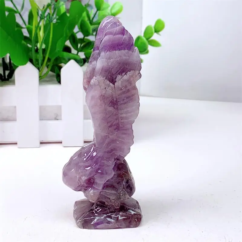 Natural Dream Amethyst Angel Girl Carving Handmade Crafts Healing Reiki Stone Home Decor Decoration 1PCS