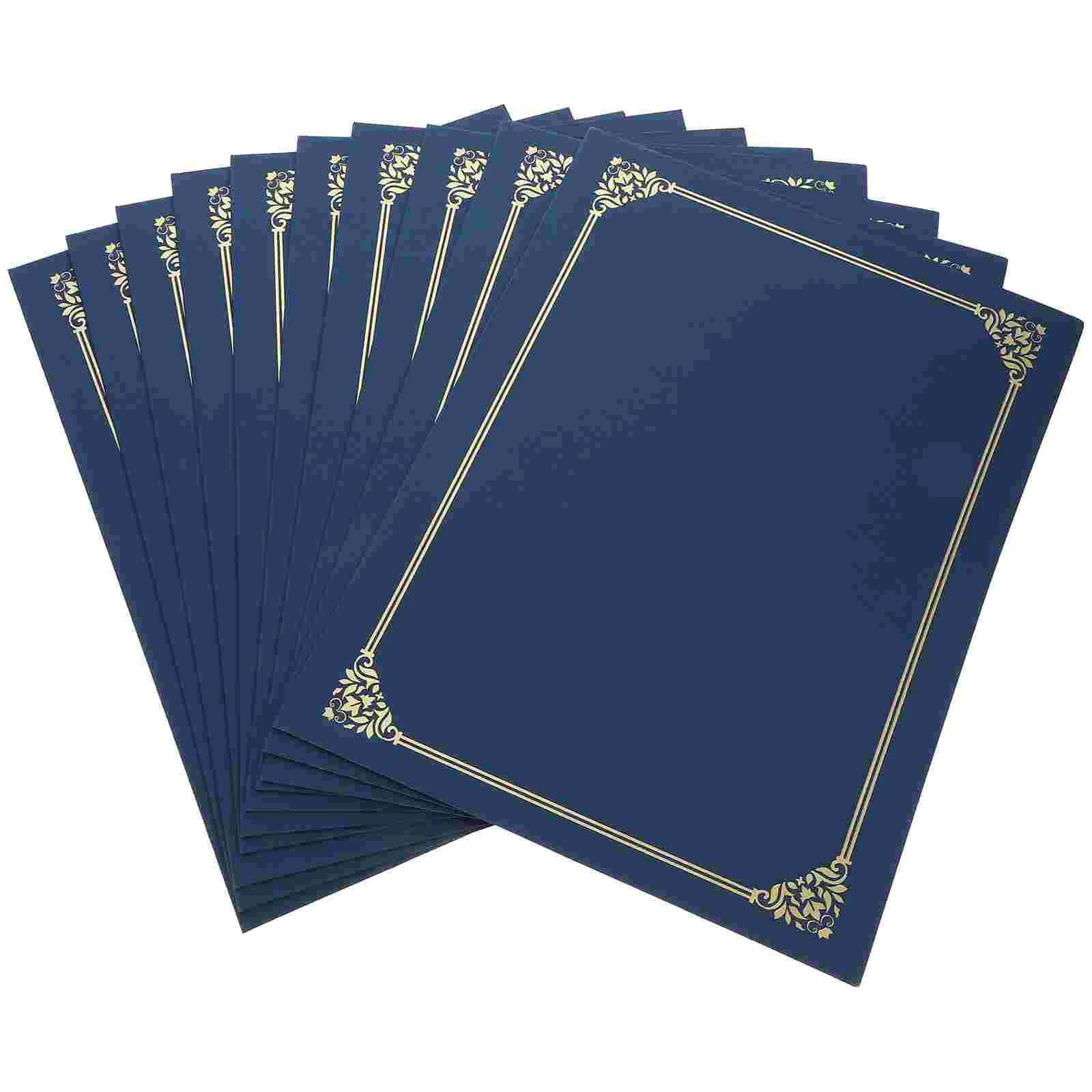 

10 Pcs Certificate Cover Award Frame Holder Diploma Card Envelopes Report Paper Presentation Folder Wedding