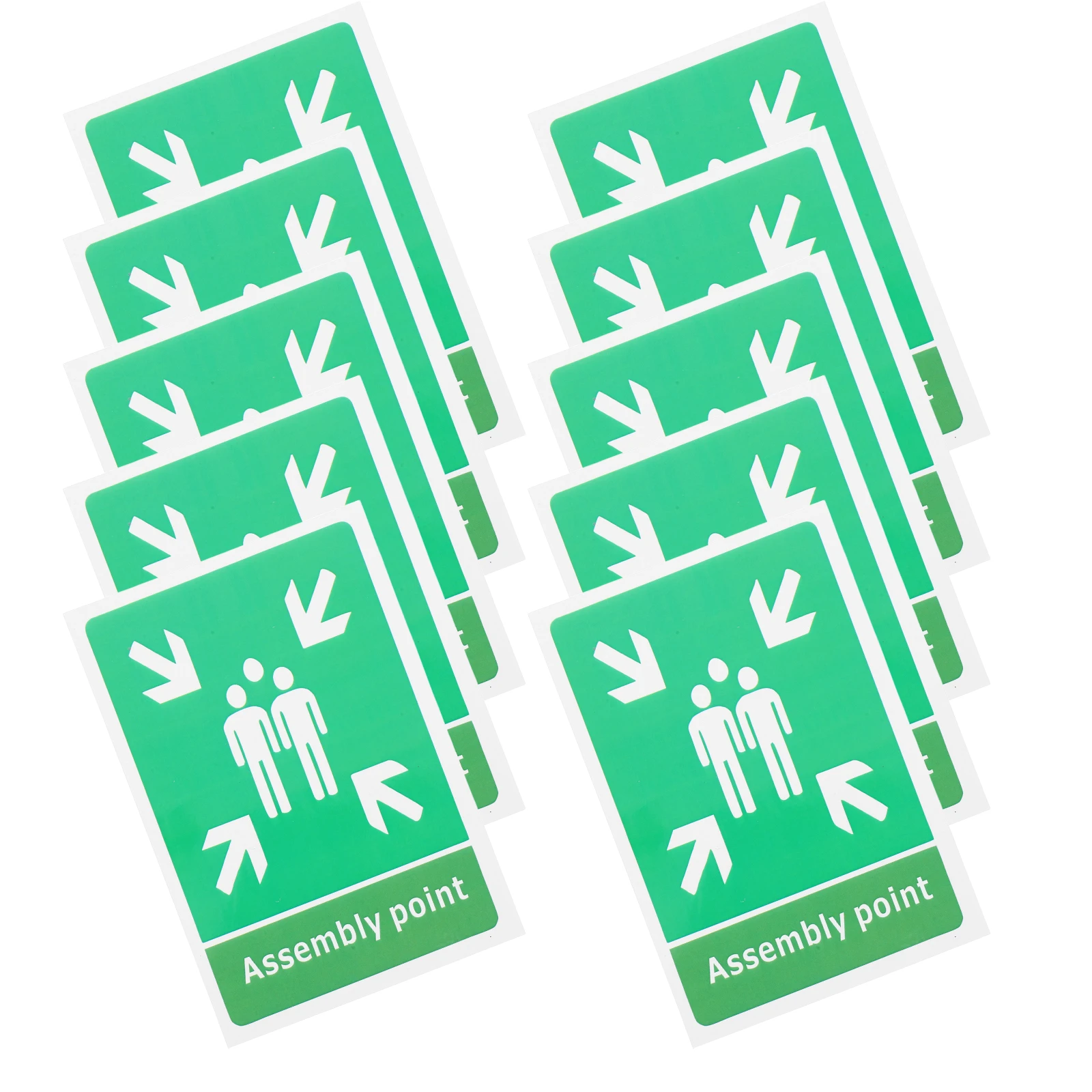 

10pcs Emergency Assembly Point Fire Evacuation Sign Stickers High Visibility Self Adhesive Exit Indication For Office Bar Park