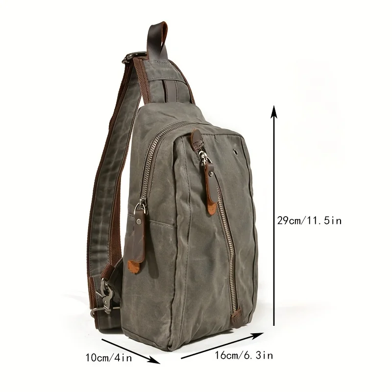 MuChuan New Canvas Breast Bag Large Capacity Summer Portable Headphone Hole Male Bag Single Shoulder Bag