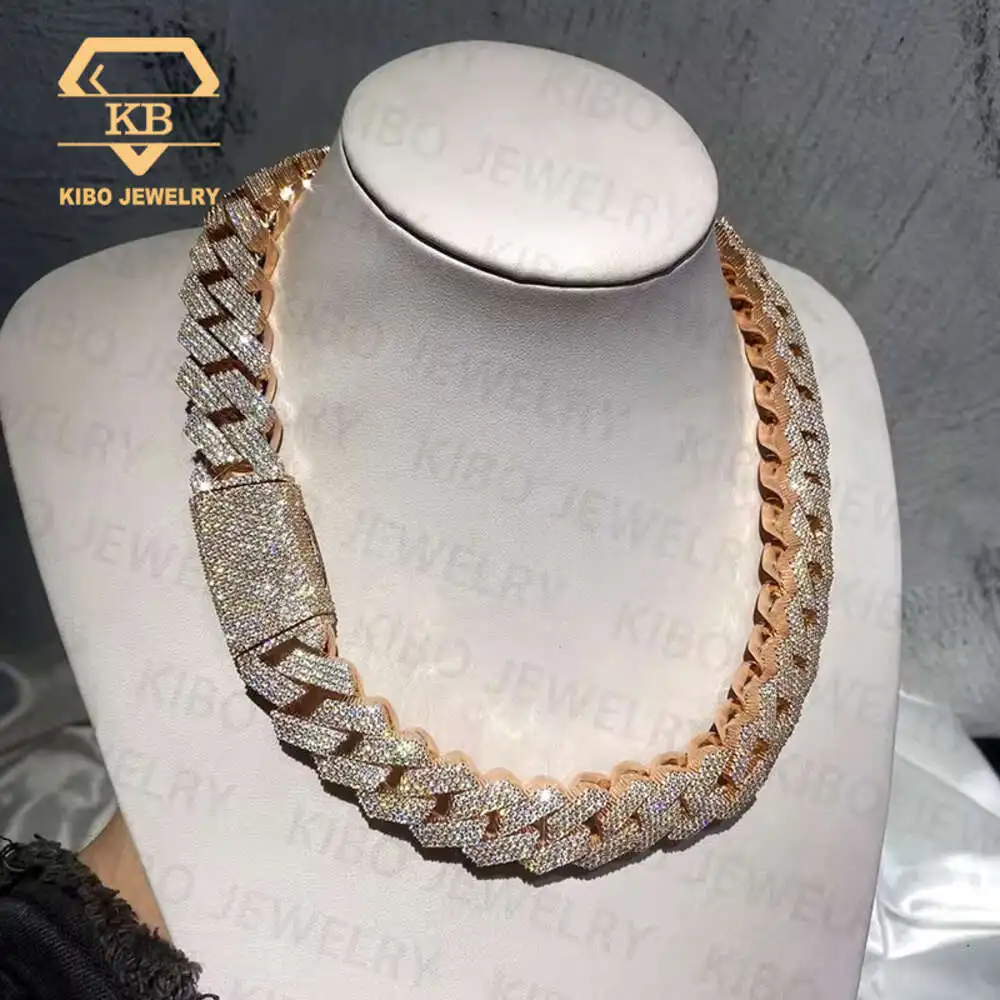 Iced Out Diamond Necklace 8 10 12 15 18 20 Mm Width Mossanite Big Chains S925 Silver Iced Out Vvs Moissanite Cuban Link Chain