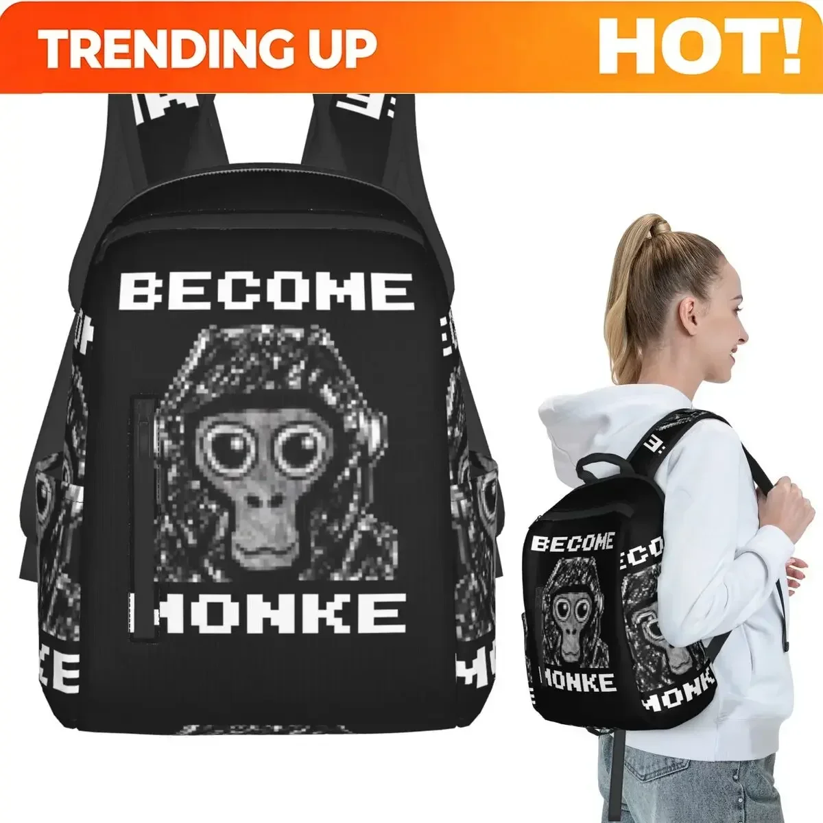 Custom Bag Gorilla Tag Become Monke - Gtag Monkey Backpack Student BookBag Children School Bag Computer Shoulder Bags Boys Girls