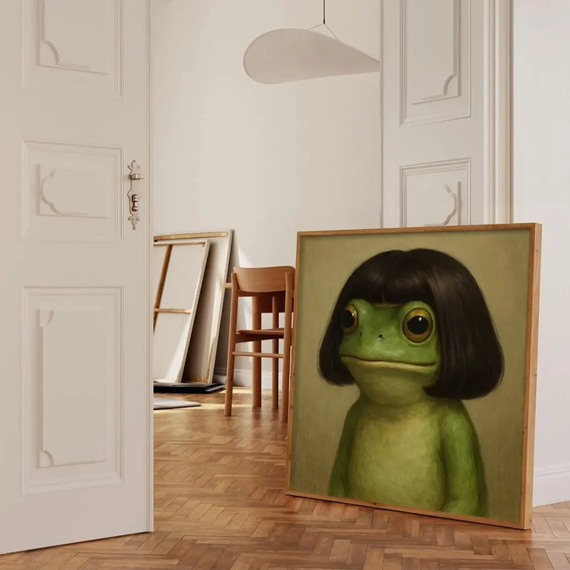 Whimsical Frog Portrait Canvas Print: Funny Animal Wall Art image 5