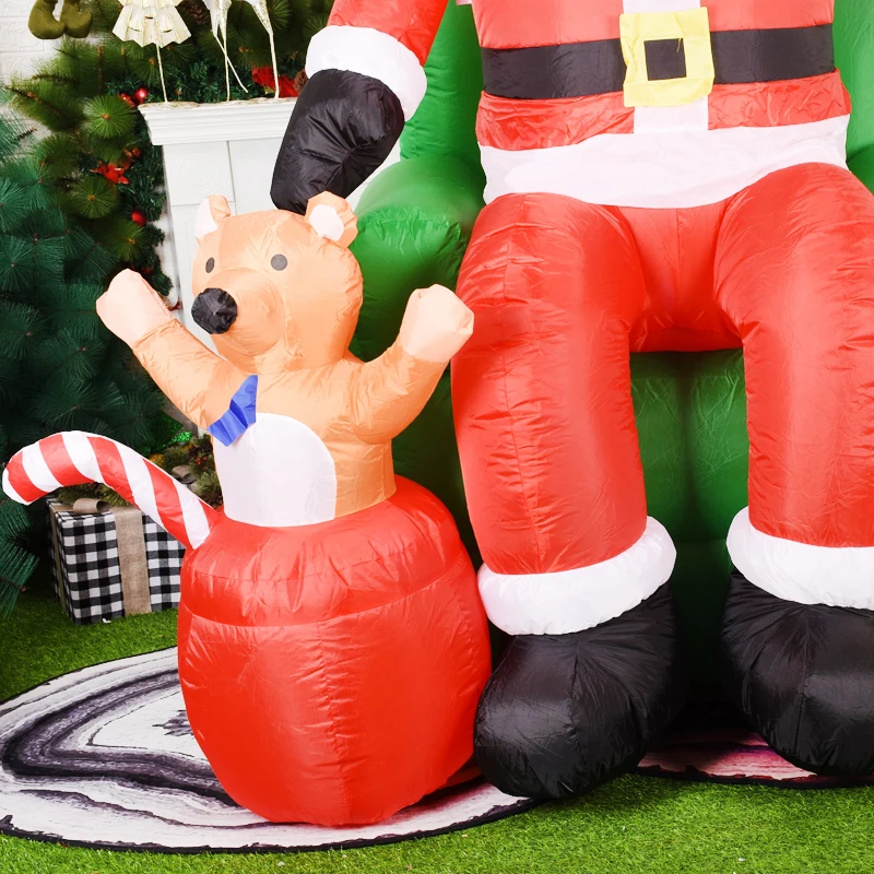 7,5FT Grande Babbo Natale sul divano Gonfiabile Decorazione natalizia per esterni Giocattoli gonfiabili illuminati a LED Decorazione del prato del giardino di casa