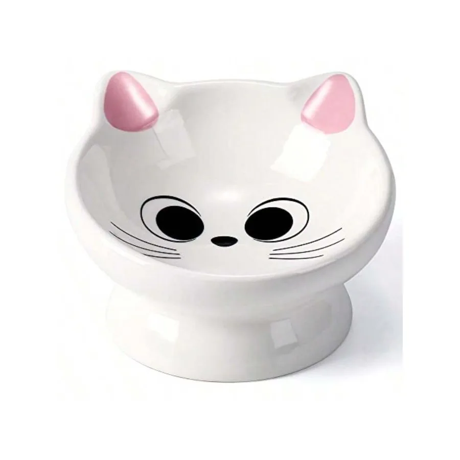 

【New Arrival】Cute Cat Shaped Ceramic Bowl, Elevated Slanted Food Bowl for Cats