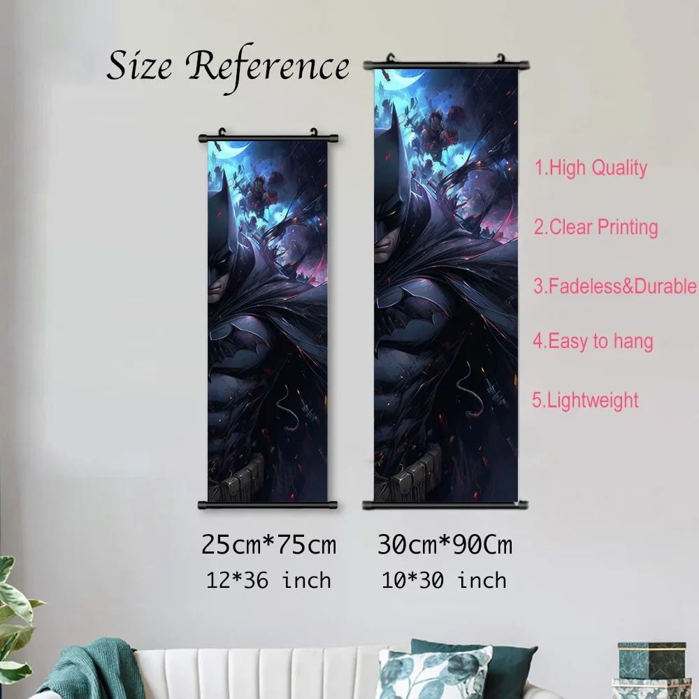 DC Batman Hanging Scroll Poster Movie Wallpaper Wall Artwork Canvas Painting Home Decoration Art Print Bedroom Decor Gift