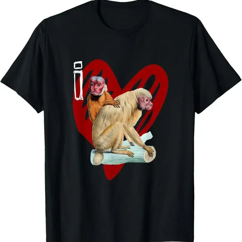 I Love Bald Headed Uakari Monkey Mother Baby Heart T Shirt