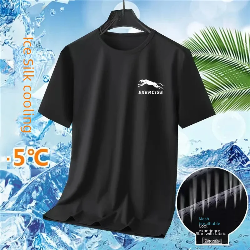 Men's quick drying loose short sleeved T-shirt summer small mesh breathable simple comfortable sport style Oversized T-shirt top