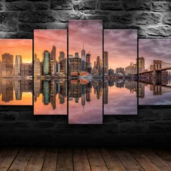 No Framed 5 pieces New York City Brooklyn Home Decor Modular Pictures Modern Canvas Paintings Printed Posters Wall Art