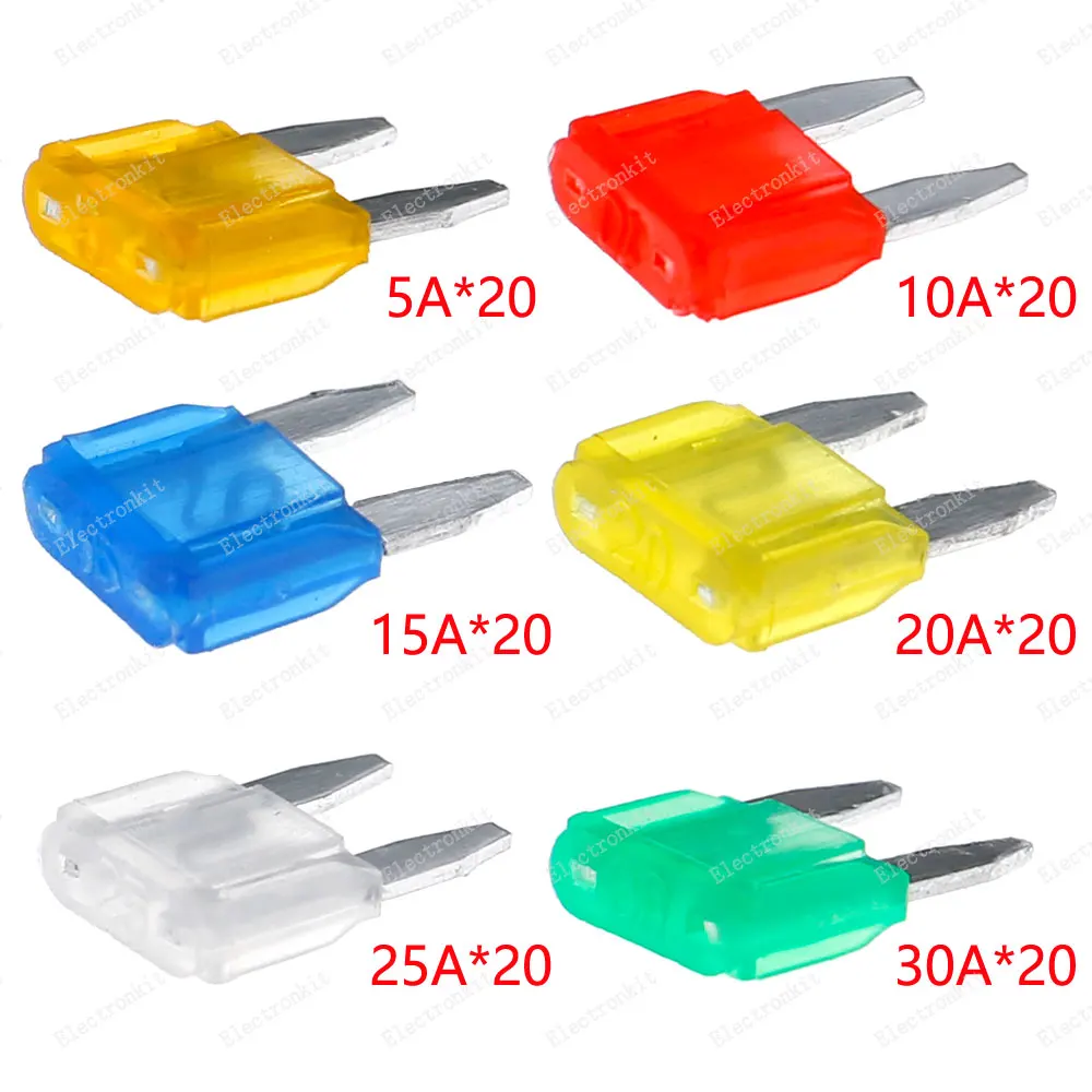 120Pcs Mini Blade Fuse Assortment ชุดยานยนต์รถบรรทุกฟิวส์ผู้ถือผสมชุด5A 10A 15A 20A 25A 30A