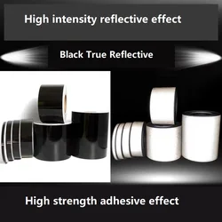 Black Reflective Tape for Cars, Motorcycles, Electric Vehicles, Wallpaper High Brightness Anti-collision Warning, Waterproof