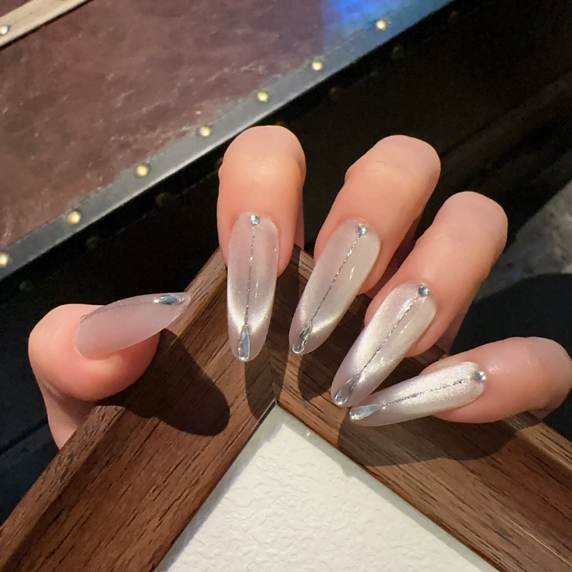 10개/봉투 롱 오벌 핸드메이드 프레스온 네일 프렌치  - Nail Art Xs 리뷰 및 가격