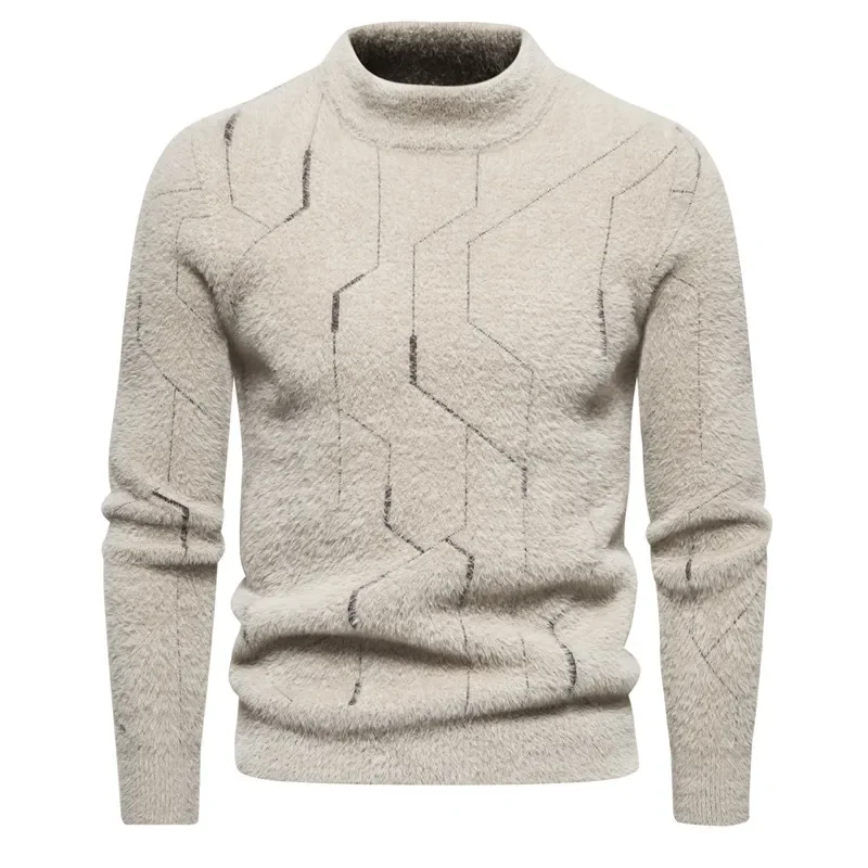 Men's New Imitation Mink Sweater  Matching Fashion Knit Sweater Man Clothes Autumn and Winter