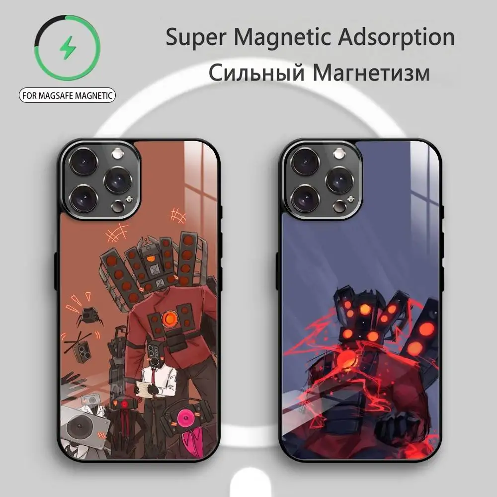 

S-Skibidi Toilet Titan Speakerman Phone Case For iPhone17,16,15,14,13,12,11 Plus,Pro Max Magnetic For Magsafe Wireless Charging