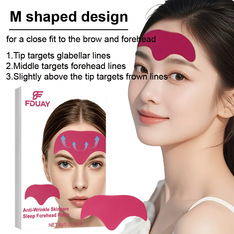 FDUAY 5PCS Forehead Anti-Wrinkle Patches Firming & Hydrating Gentle Overnight Solution to Reduce Frown Lines And Improve Skin El