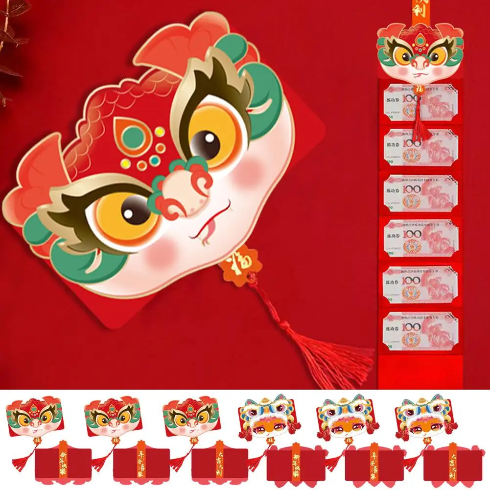 2025 Chinese New Year Lucky Snake Red Envelopes Folding Money Bag for Kids with Festive Blessings and Wishes Festival Gift R5I5