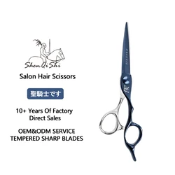 Blue Titanium Coating Hairdressing 6.0 inch Professional Barber Scissors Shear Hair Cutting Scissors