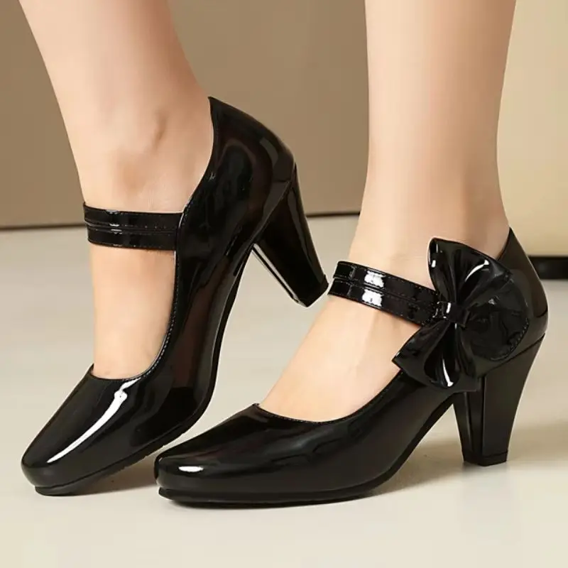 

Women's High Heels Pumps Mary Jane Shoe Big Size 45 Ankle Strap Sweet Bow Lolita White Red Black Heeled Dress Wedding Shoes 2026