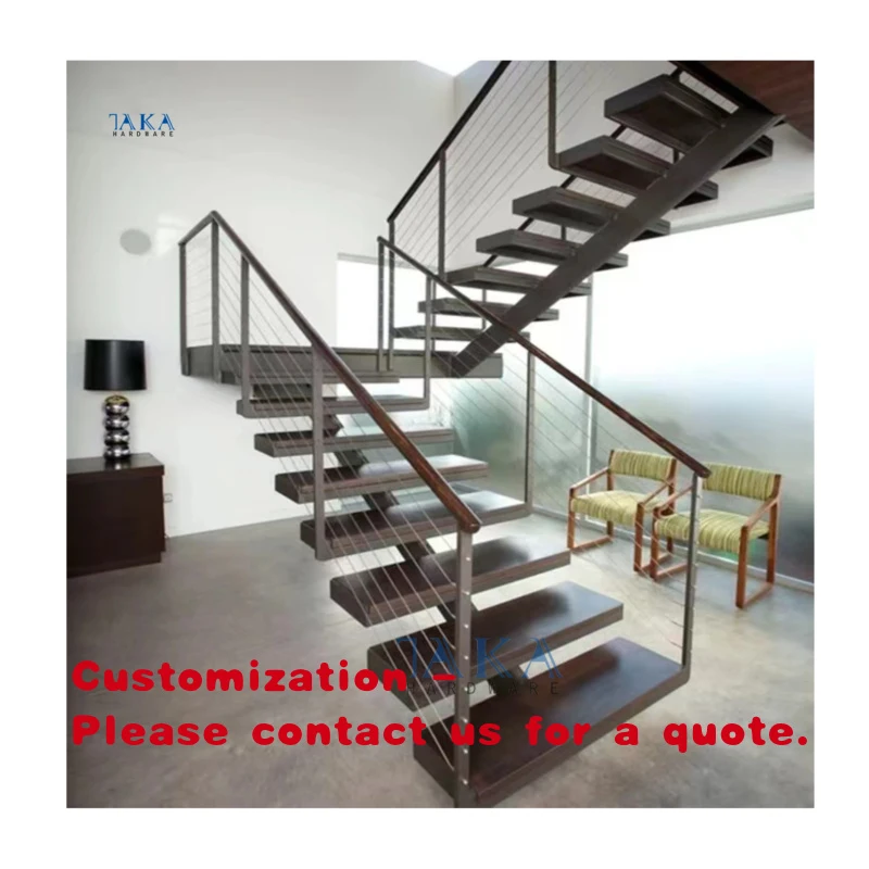 custom.TAKA Customized Decorative Steel Stairs Cabe Railing External Metal Staircase Outdoor Straight Staircase