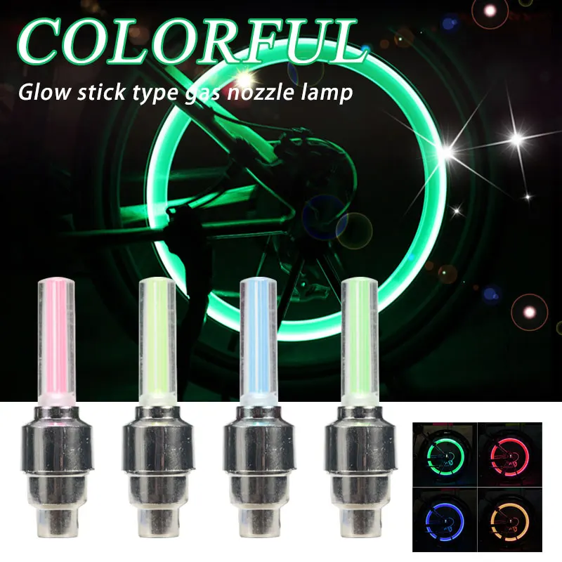 1x Neon Bicycle Tire Valve Caps Light Bike Spoke Lamp Mini LED Night Safety Cycling Warning Taillight for MTB Road Mountain Bike