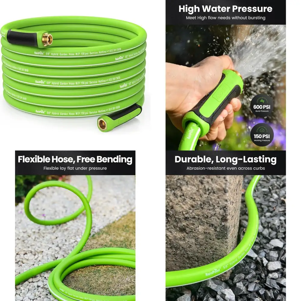 

Гибкий сверхмощный садовый шланг длиной 75 футов с поворотной ручкой — легкая гибридная резина, разъем «папа-мама» 5/8, прочная вода