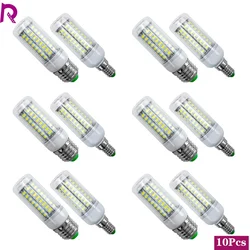 10pcs/lot E27 E14 LED Lamp 220V 230V Led Bulb SMD 5730 Led Light 24 36 48 56 69 72 LEDs Corn Bulbs Chandelier for House Lighting