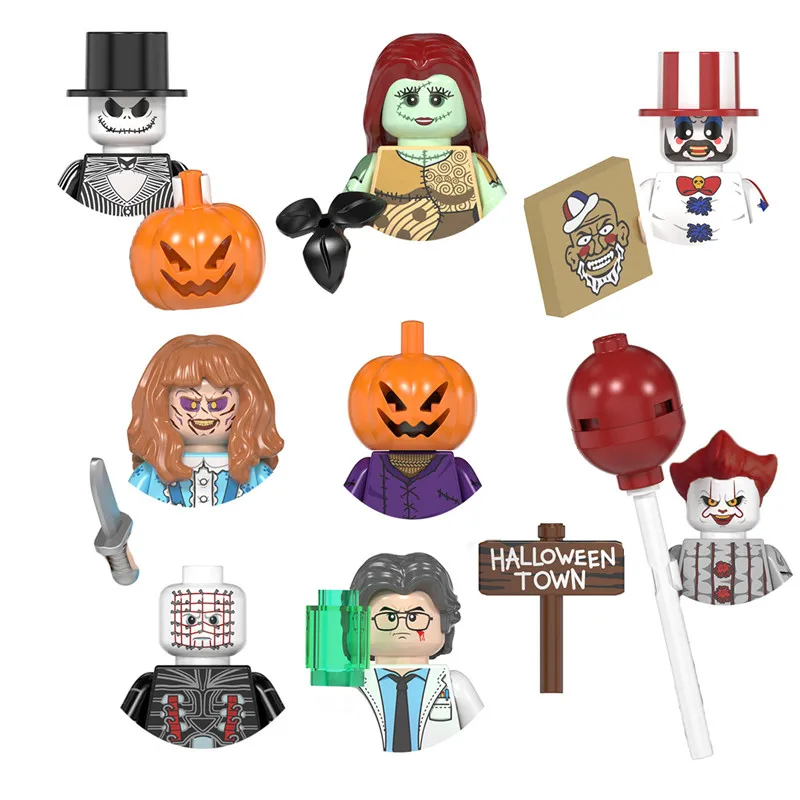 Halloween Horror Movie BuildingBlock ShinySilent Mountain Brick Pumpkin Skeleton Jack Exorcist MiniThriller CharacterAssemblytoy