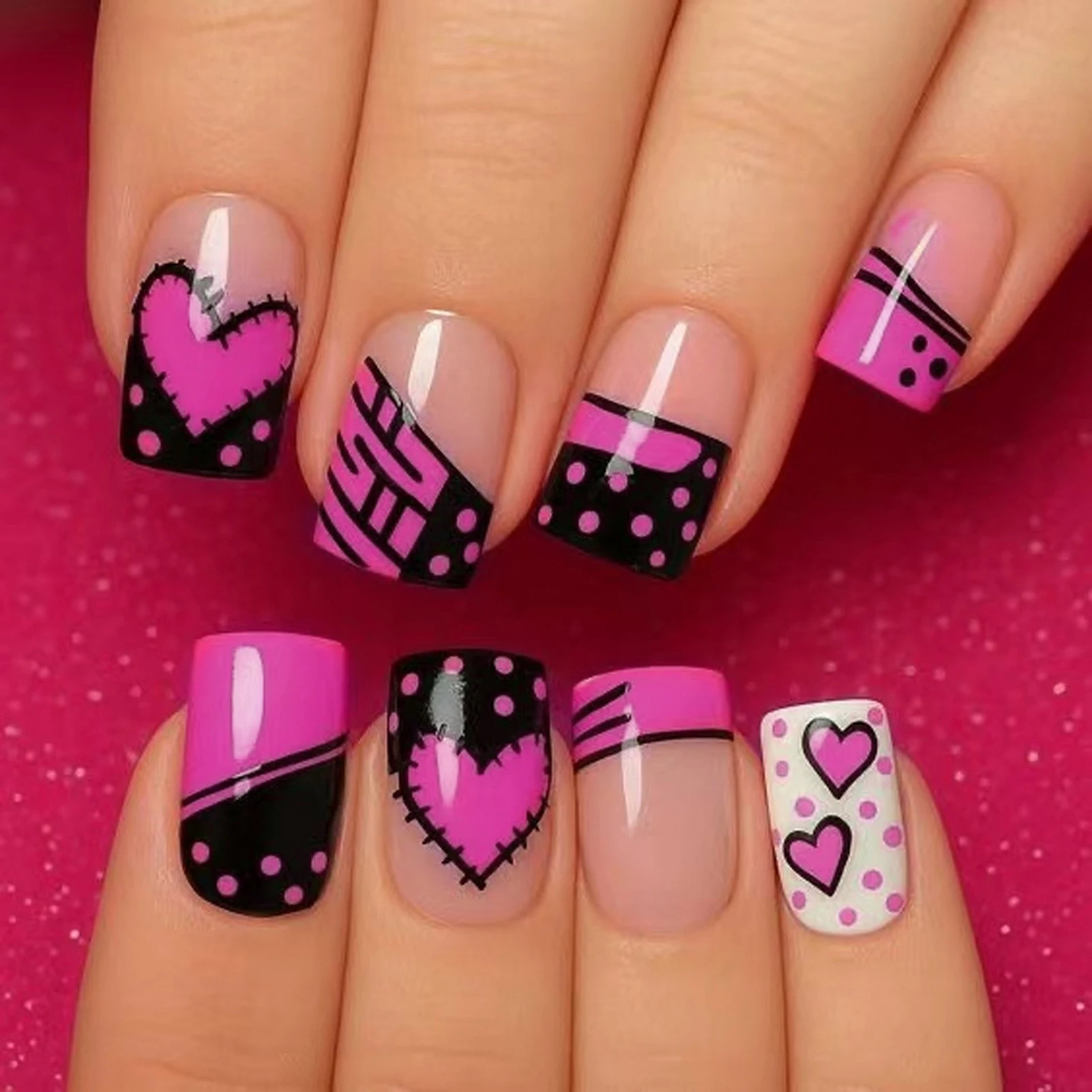 Y2K Mädchen schwarze französis – Nail Art Y2K Bewertung und Preis