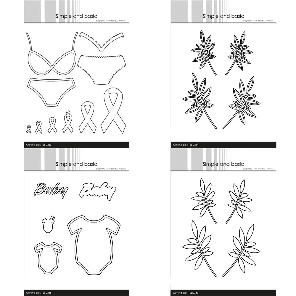 Simple Baby Clothes Leaf Awareness Ribbon Carbon Steel Cutting Dies Baby Romper Lingerie Decor Ribbon Foliage Scrapbooking